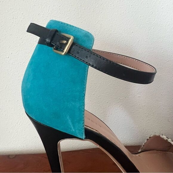 Sole Society Sheila Teal Animal Patterned Ankle Strap Stiletto Heels - Picture 12 of 16